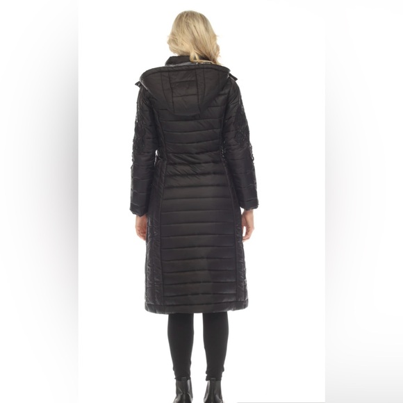 Johnny Was Black Sano Ski Zip Front Hooded Long Puffer Coat - Picture 4 of 10